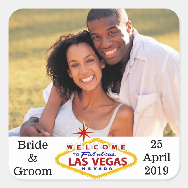 Las Vegas Wedding Custom Photo Envelope Seals (Front)