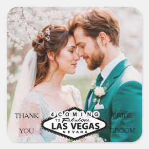 Las Vegas Wedding Custom Photo Thank You Square Sticker