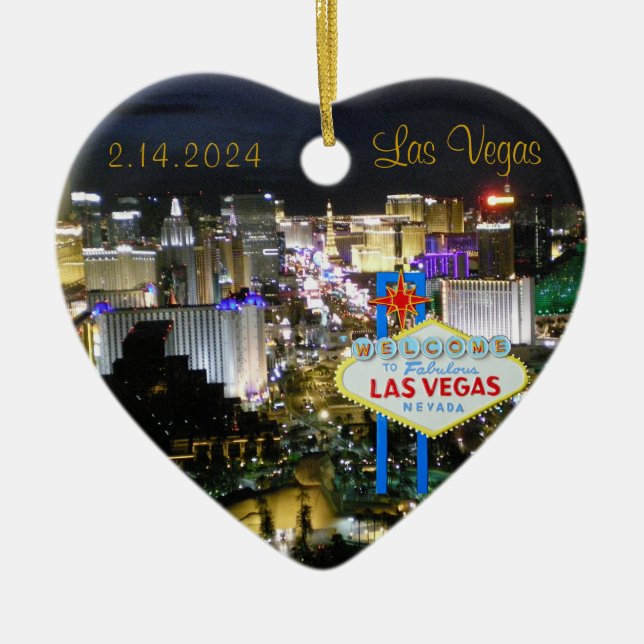 Las Vegas Wedding Date Holiday Ornament (Front)