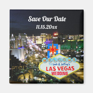 Las Vegas Wedding Date Welcome Sign Magnet
