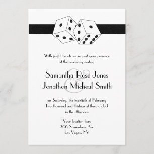 Las Vegas Wedding Dice Theme White and Black Invitation