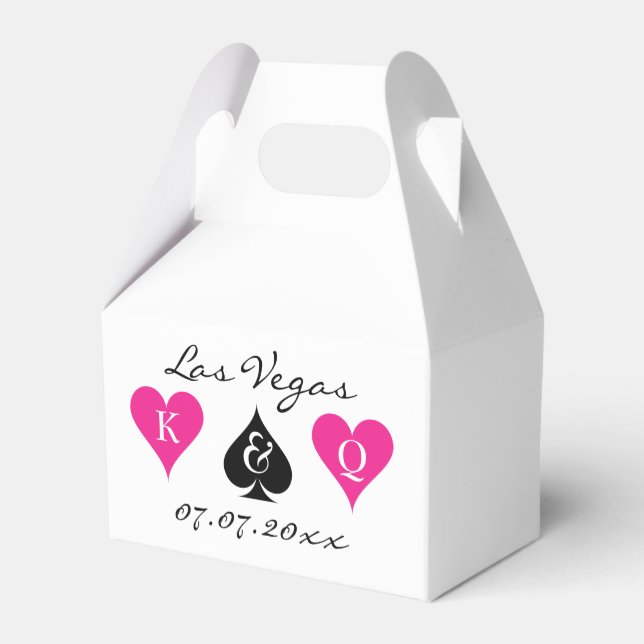 Las Vegas wedding favour box with monogram suits (Back Side)