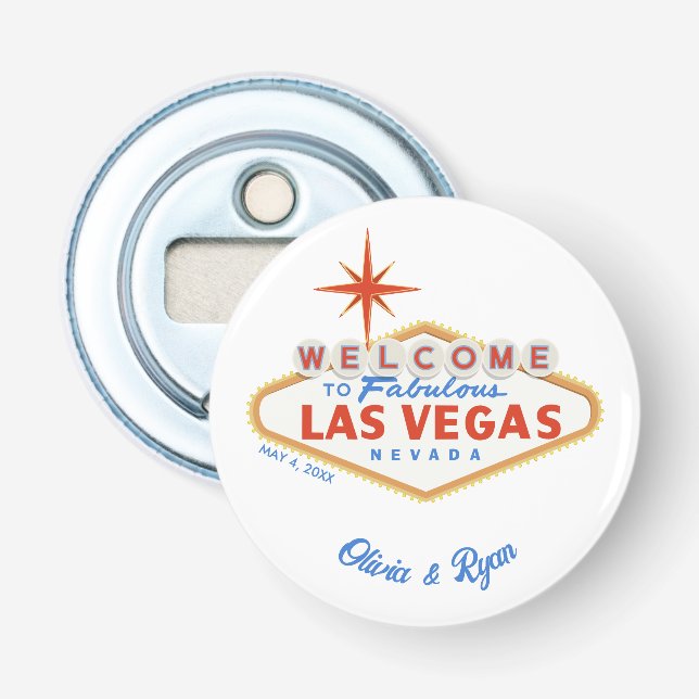 Las Vegas Wedding Favour Magnetic Bottle Opener (Front)