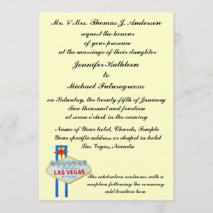 Las Vegas Wedding Formal Wording Pale Yellow Invitation