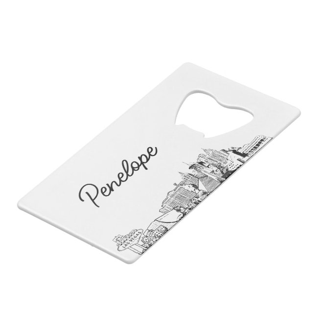 Las Vegas Wedding Gift Personalised Bottle Opener (Back Angled)