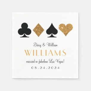 Las Vegas Wedding Gold and Black Cocktail Napkin