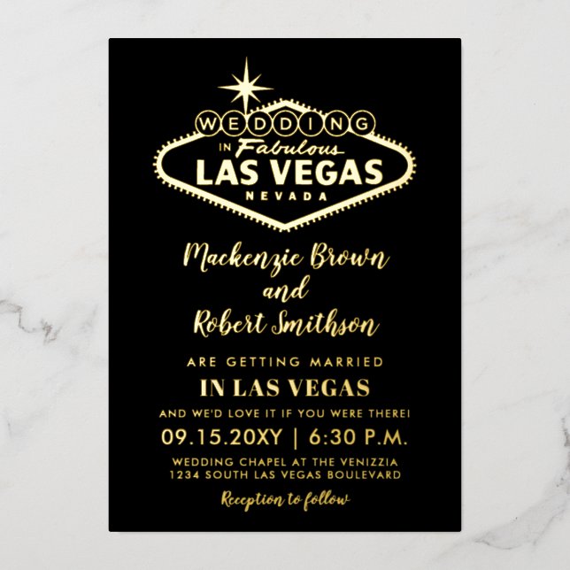 Las Vegas Wedding Gold Black with Info on Back (Front)