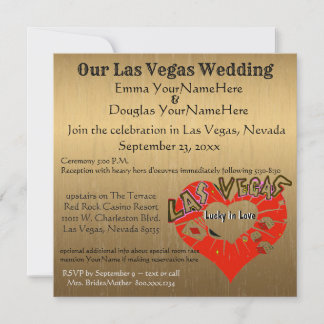 Las Vegas Wedding Gold Invitation
