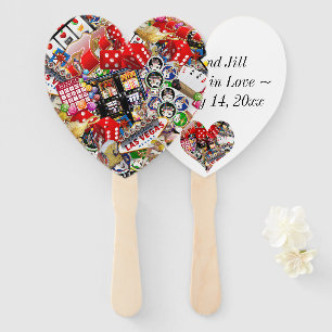 Las Vegas Wedding Heart Shaped Keepsake Hand Fan