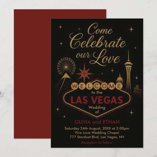 Las Vegas Wedding Invitation (Front/Back)