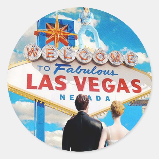 Las Vegas Wedding Invitation Classic Round Sticker (Front)