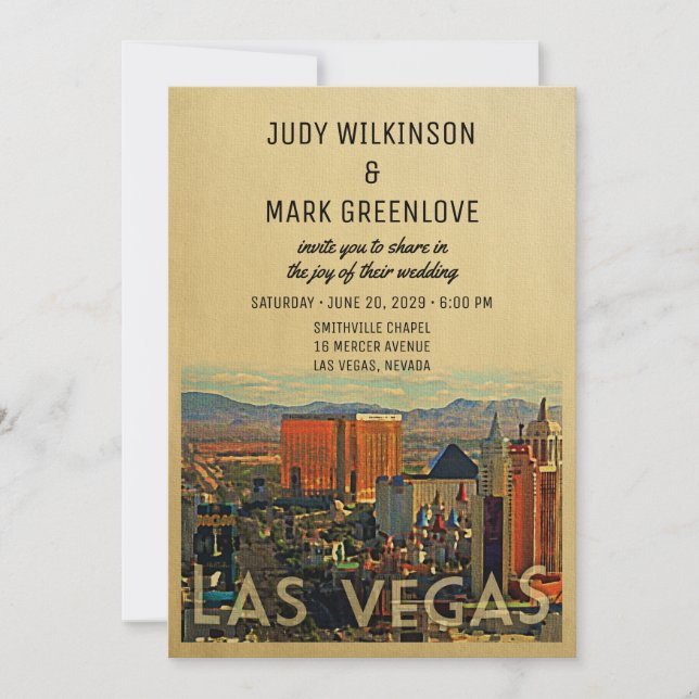 Las Vegas Wedding Invitation Vintage Vegas Invite (Front)