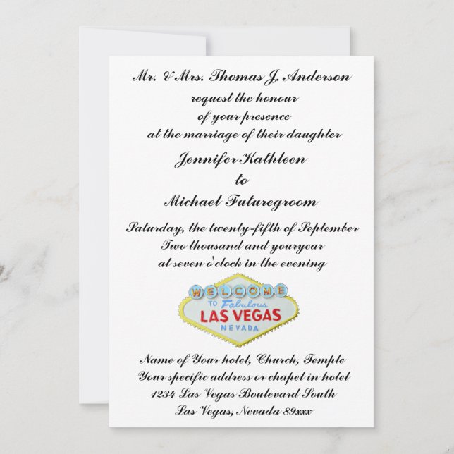 Las Vegas Wedding Invite Formal (Front)