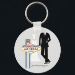 Las Vegas Wedding Keepsake Keychain<br><div class="desc">Wedding in Las Vegas Keepsake Button Keychain
from the bride & groom</div>