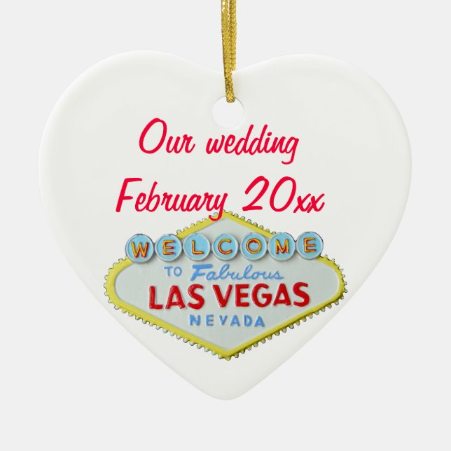 Las Vegas Wedding Memento Ceramic Tree Decoration (Front)