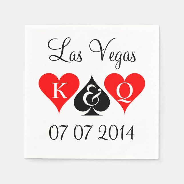 Las Vegas wedding napkins with monogram suits (Front)
