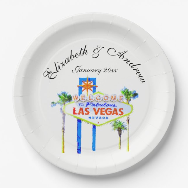Las Vegas Wedding Paper Plate (Front)