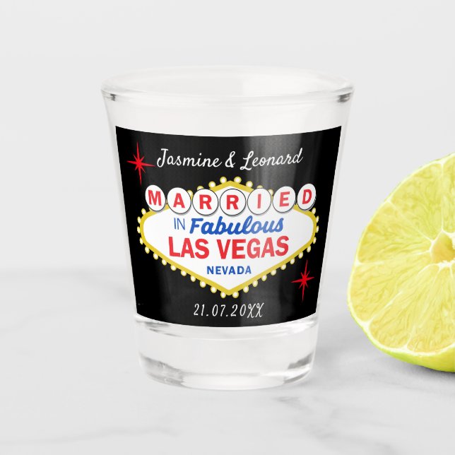 Las Vegas Wedding Party Favor Shot Glass (Front)