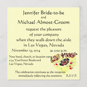 Las Vegas Wedding Pastel Yellow Heart Invitation