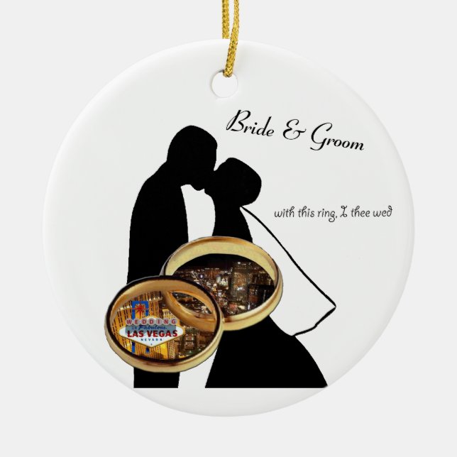 Las Vegas Wedding Personalised Ceramic Ornament (Front)