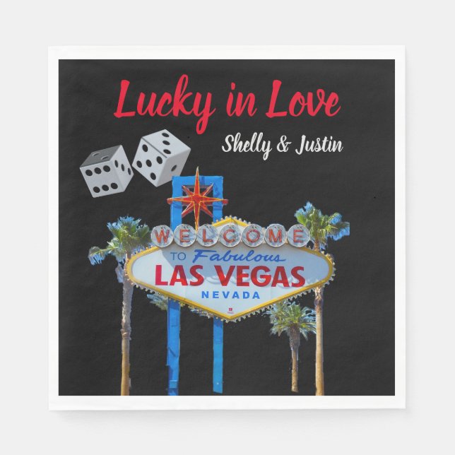 Las Vegas Wedding personalised Napkin (Front)