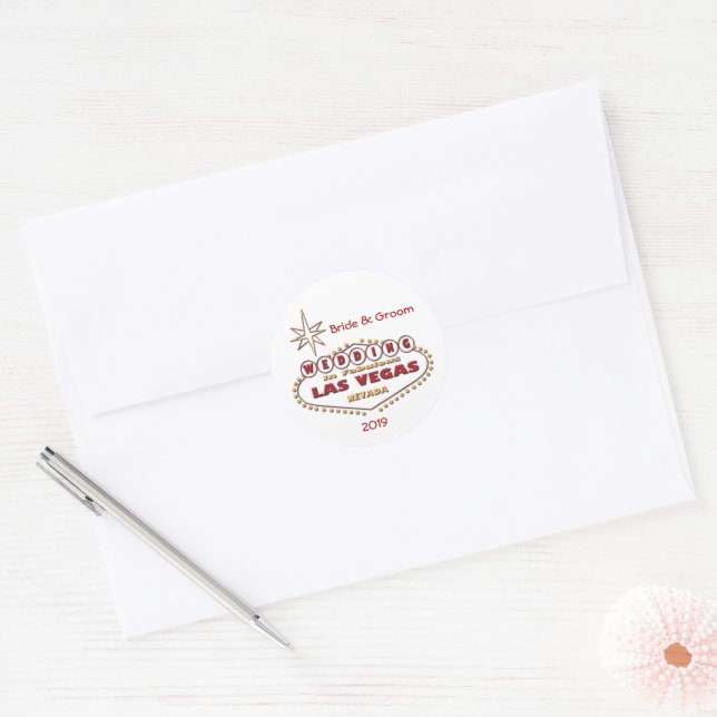 Las Vegas Wedding Personalised Sticker (Envelope)