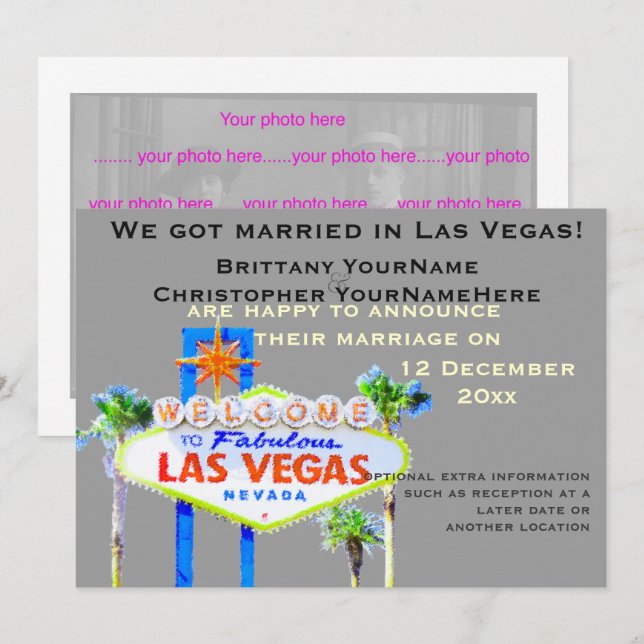Las Vegas Wedding Photo Announcements (Front/Back)