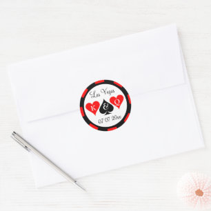 Las Vegas wedding poker chip stickers and seals
