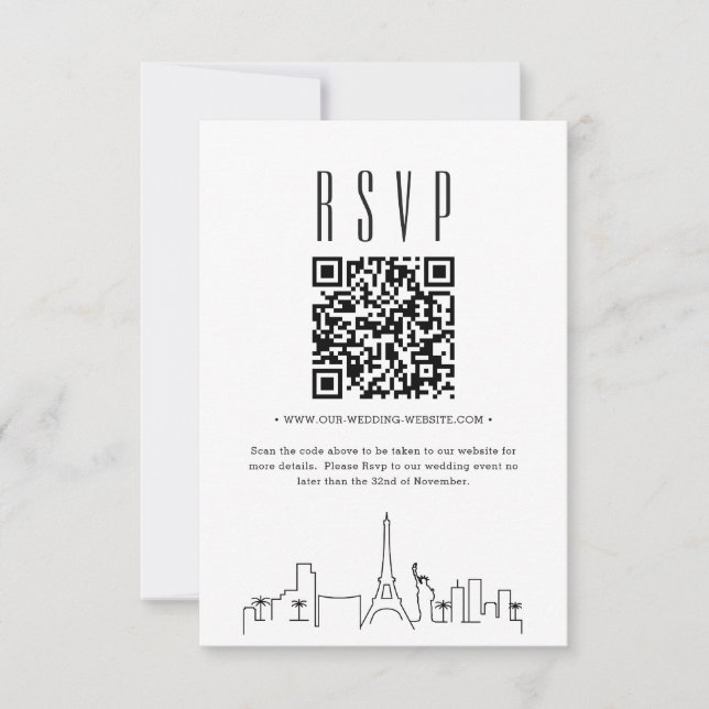 Las Vegas Wedding QR code RSVP Card (Front)