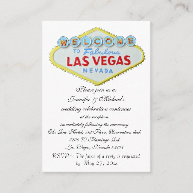 Las Vegas Wedding Reception Enclosure Card (Front)