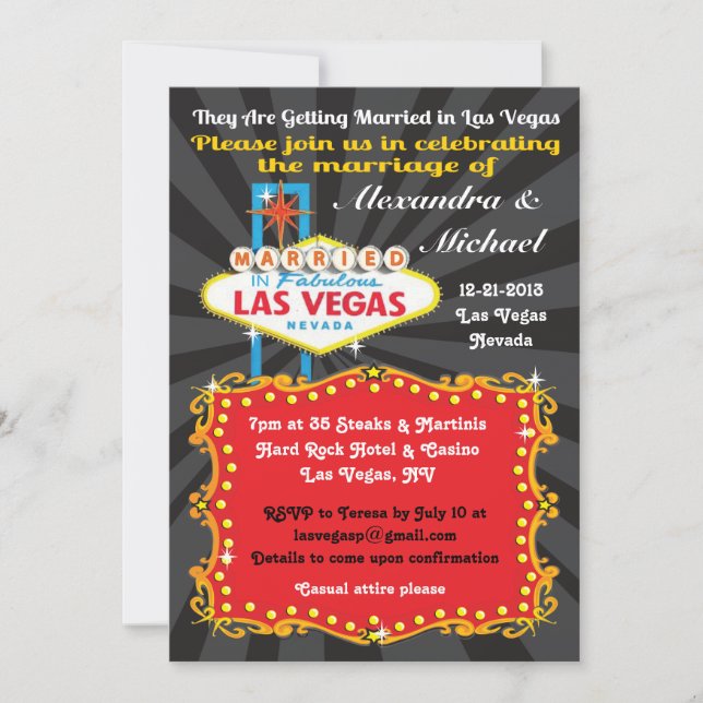 Las Vegas Wedding Reception Invitations (Front)