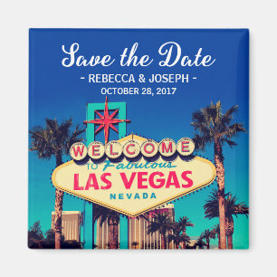 Las Vegas Wedding Retro Photo Save the Date Magnet