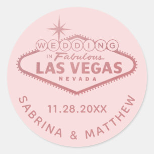 Las Vegas Wedding Rose Gold Pink Bridal Shower Classic Round Sticker