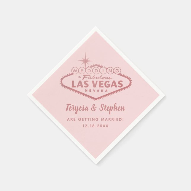 Las Vegas Wedding Rose Gold Pink Napkin (Corner)