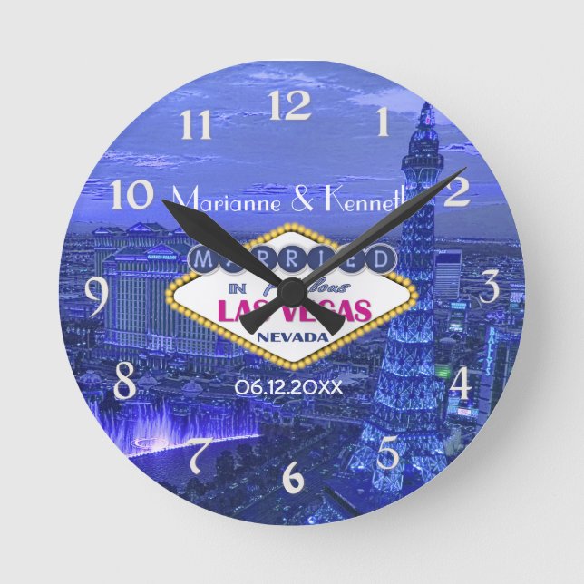Las Vegas Wedding Round Clock (Front)
