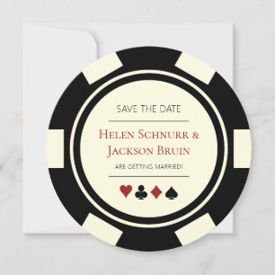 Las Vegas Wedding Save The Date Black Cream Poker