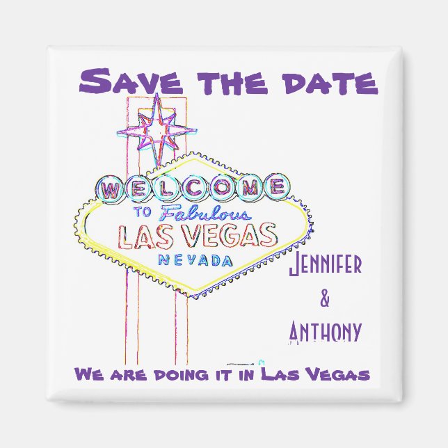 Las Vegas Wedding Save the Date Magnet (Front)