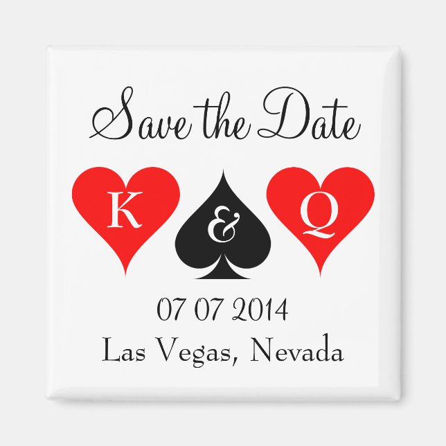 Las vegas wedding save the date magnet with hearts (Front)