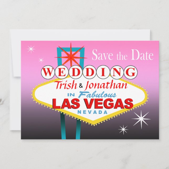 Las Vegas Wedding Save the Date - pink (Front)