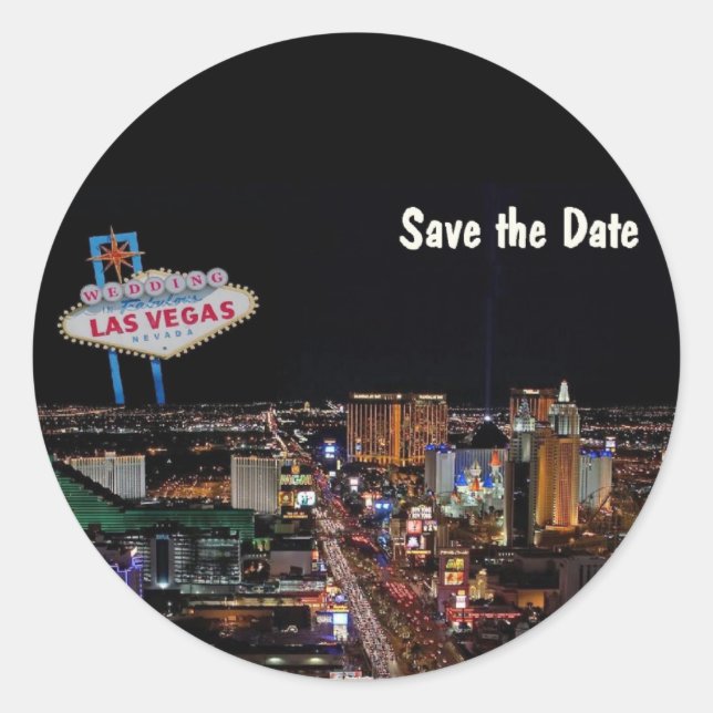 Las Vegas Wedding Save the Date Sticker (Front)