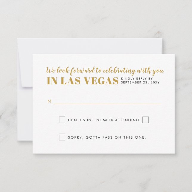 Las Vegas Wedding Sign Funny Gambling Wording RSVP Card (Front)