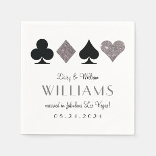 Las Vegas Wedding Silver and Black Cocktail Napkin