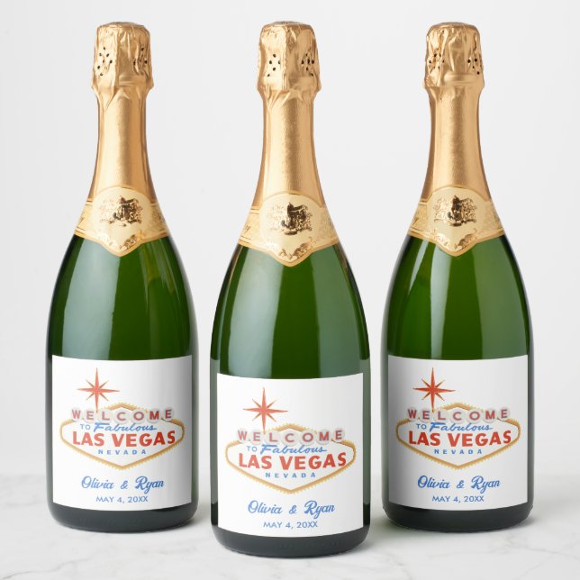 Las Vegas Wedding  Sparkling Wine Label (Bottles)