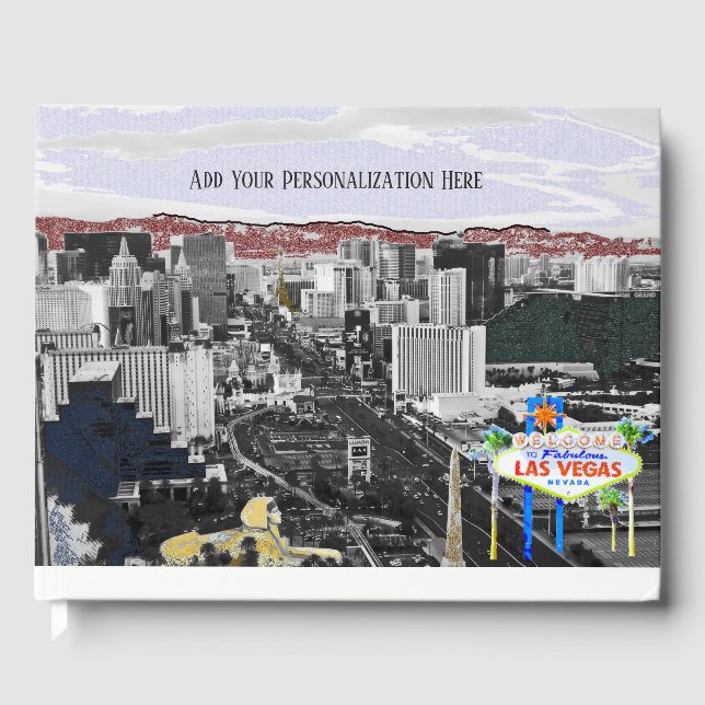 Las Vegas Wedding Strip and Welcome Sign View Guest Book (Front)