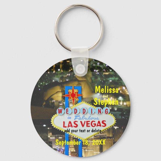 Las Vegas Wedding Strip View Key Ring (Front)