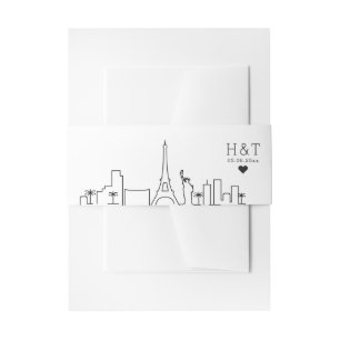 Las Vegas Wedding   Stylised Skyline Monogram Invitation Belly Band