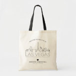 Las Vegas Wedding | Stylised Skyline Tote Bag<br><div class="desc">A unique wedding tote bag for a wedding taking place in the beautiful city of Las Vegas.  This tote features a stylised illustration of the city's unique skyline with its name underneath.  This is followed by your wedding day information in a matching open lined style.</div>