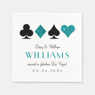 Las Vegas Wedding Teal and Black Cocktail Napkin