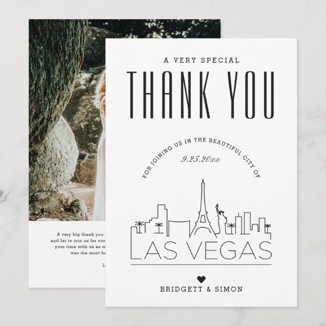 Las Vegas Wedding | Thank You + Photo Card (Front/Back)