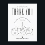 Las Vegas Wedding | Thanks for Coming! Postcard<br><div class="desc">A great way to show appreciation to the guest who travelled so far out of their way to see you, in this beautiful city. This special thank you postcard is tailored to the guest who attended your wedding in the beautiful city of Las Vegas, Nevada. It features a stylised skyline...</div>